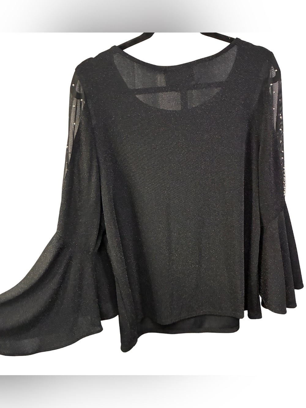 Sheer Embellished bell sleeve blouse - Picture 4 of 6